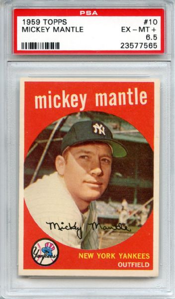 1959 Topps 10 Mickey Mantle PSA EX-MT+ 6.5