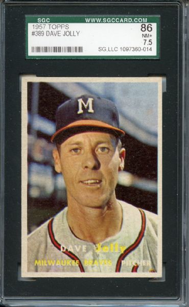 1957 Topps 389 Dave Jolly SGC NM+ 86 / 7.5