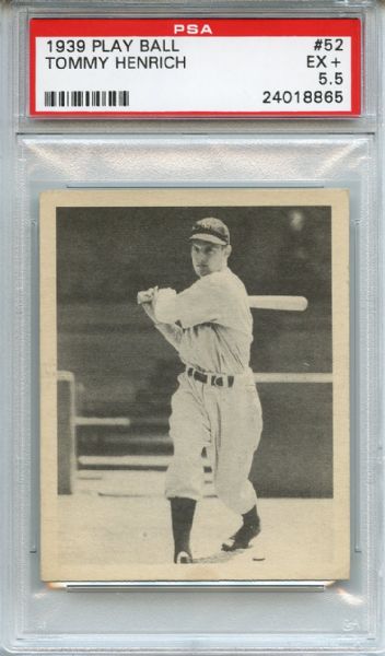 1939 Play Ball 52 Tommy Henrich PSA EX+ 5.5