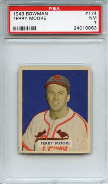 1949 Bowman 174 Terry Moore PSA NM 7