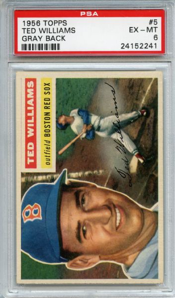 1956 Topps 5 Ted Williams Gray Back PSA EX-MT 6