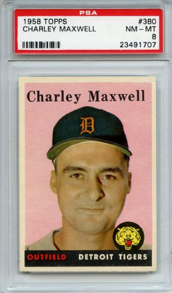 1958 Topps 380 Charley Maxwell PSA NM-MT 8