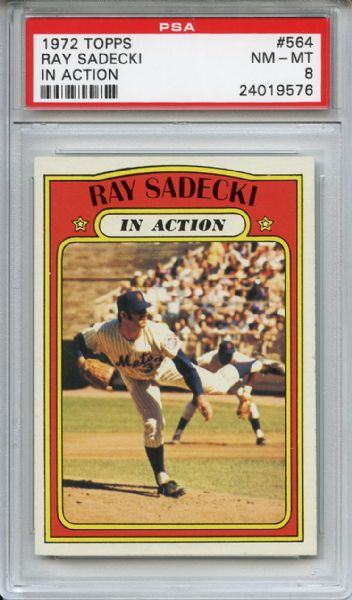 1972 Topps 564 Ray Sadecki In Action PSA NM-MT 8