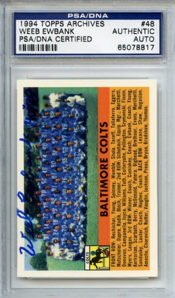 Weeb Ewbank Signed 1994 Topps Archive Card PSA/DNA