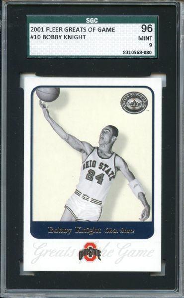 2001 Fleer Greats of the Game 10 Bobby Knight SGC MINT 96 / 9