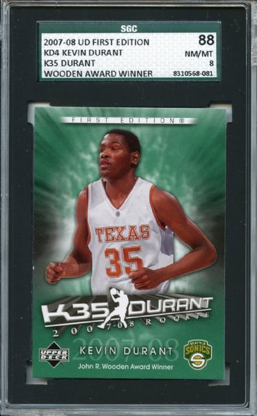 2007 UD First Edition Wooden Award Winner Kevin Durant SGC NM/MT 88 / 8