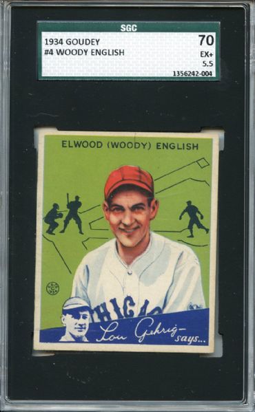 1934 Goudey 4 Woody English SGC EX+ 70 / 5.5