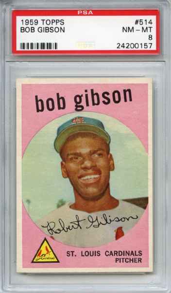 1959 Topps 514 Bob Gibson RC PSA NM-MT 8
