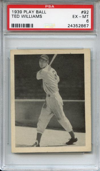 1939 Play Ball 92 Ted Williams RC PSA EX-MT 6