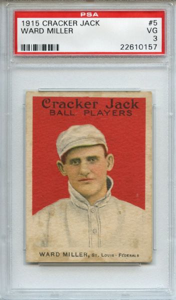 1915 Cracker Jack 5 Ward Miller PSA VG 3
