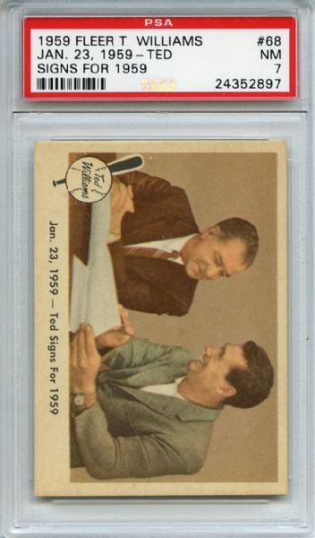 1959 Fleer 68 Ted Williams Signs for 1959 PSA NM 7