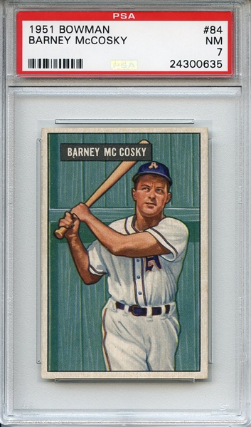 1951 Bowman 84 Barney McCosky PSA NM 7