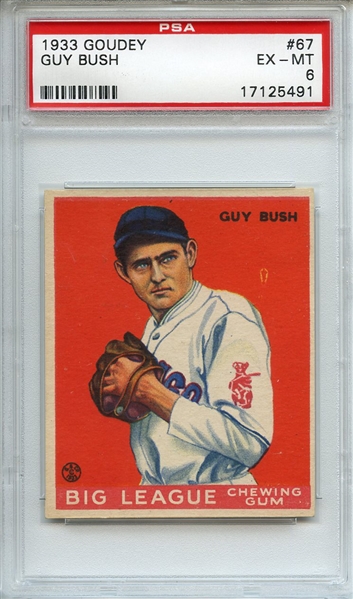 1933 Goudey 67 Guy Bush PSA EX-MT 6