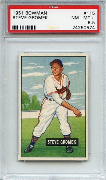 1951 Bowman 115 Steve Gromek PSA NM-MT+ 8.5