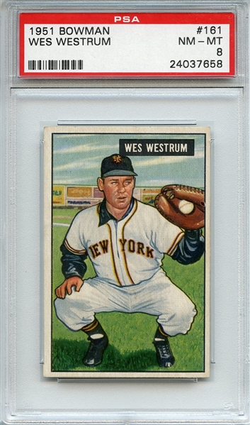 1951 Bowman 161 Wes Westrum PSA NM-MT 8