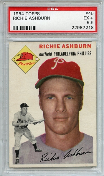 1954 Topps 45 Richie Ashburn PSA EX+ 5.5