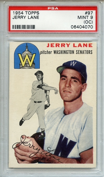 1954 Topps 97 Jerry Lane PSA MINT 9 (OC)