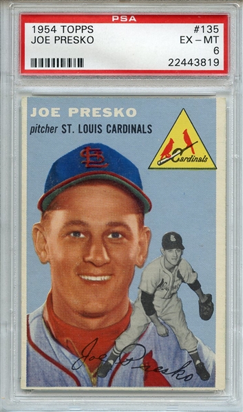 1954 Topps 135 Joe Presko PSA EX-MT 6
