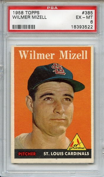1958 Topps 385 Wilmer Mizell PSA EX-MT 6