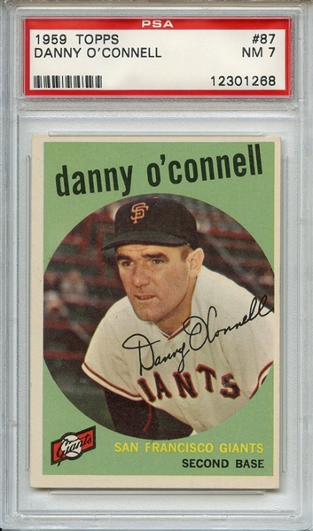 1959 Topps 87 Danny O'Connell PSA NM 7