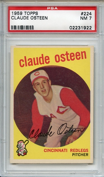 1959 Topps 224 Claude Osteen White Back PSA NM 7