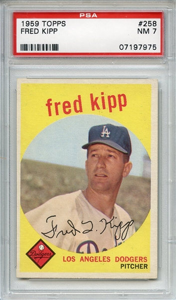 1959 Topps 258 Fred Kipp Gray Back PSA NM 7