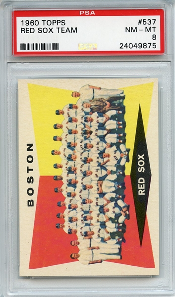 1960 Topps 537 Boston Red Sox Team PSA NM-MT 8