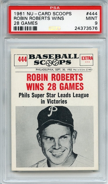 1961 Nu-Card Scoops 444 Robin Roberts PSA MINT 9