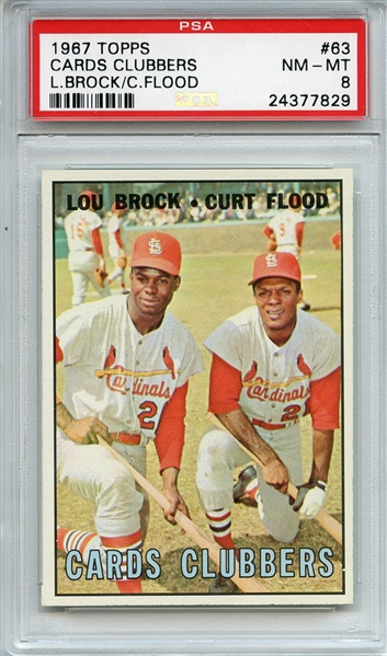 1967 Topps 63 Cards Clubbers Brock Flood PSA NM-MT 8