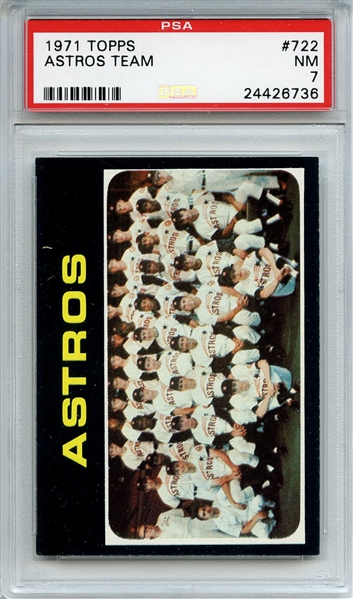 1971 Topps 722 Houston Astros Team PSA NM 7