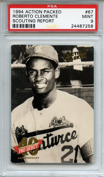 1994 Action Packed 67 Roberto Clemente PSA MINT 9
