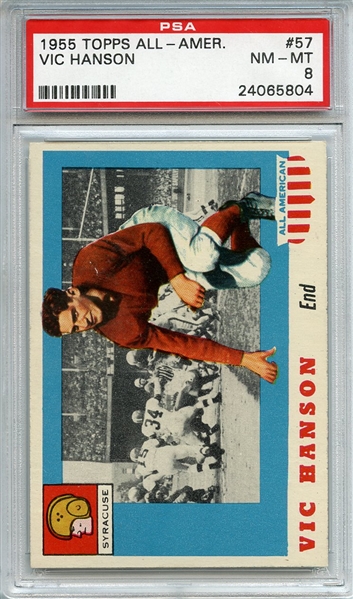 1955 Topps All American 57 Vic Hanson PSA NM-MT 8