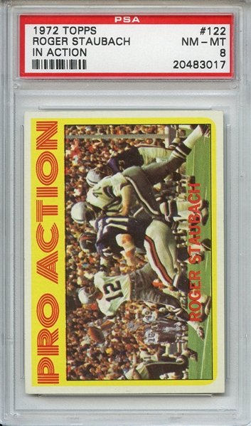 1972 Topps 122 Roger Staubach In Action PSA NM-MT 8