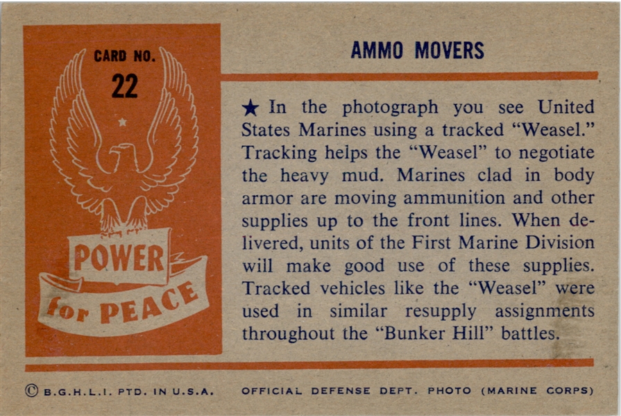 1954 Bowman Power for Peace 22 Ammo Movers NM #D293889