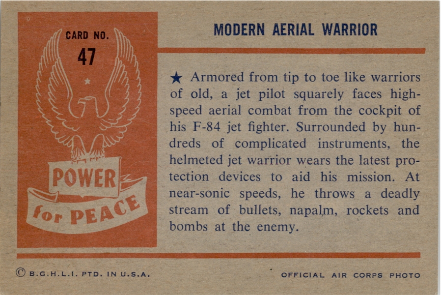 1954 Bowman Power for Peace 47 Modern Aerial Warrior NM #D293891