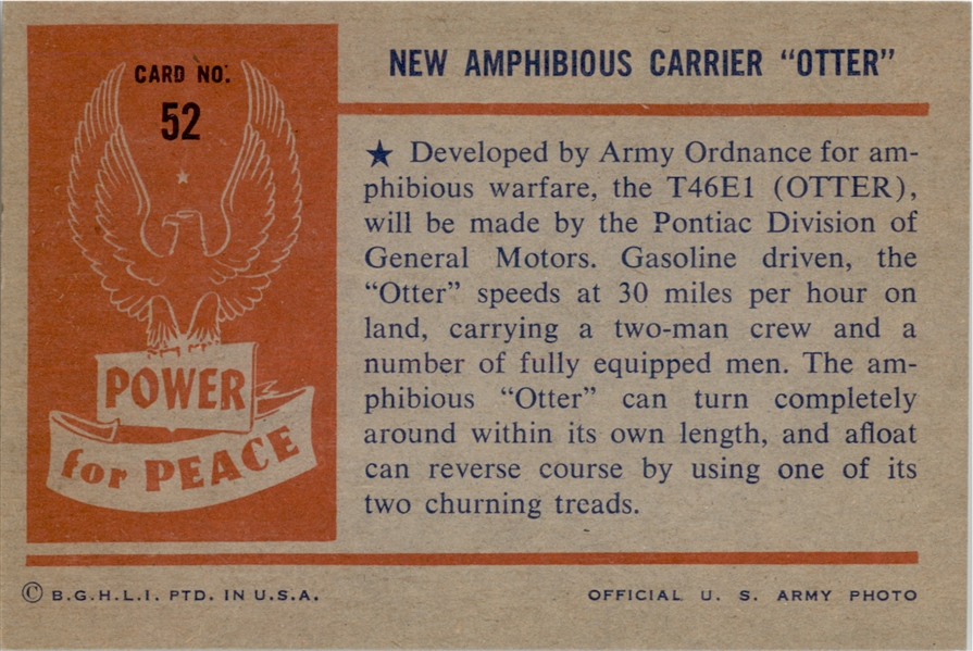 1954 Bowman Power for Peace 52 New Amphibious Carrier NM #D293899