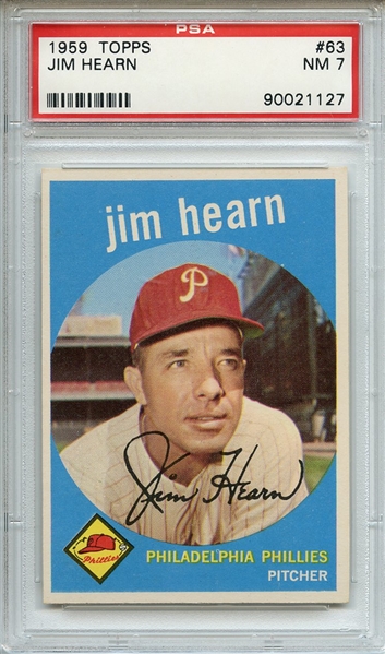 1959 Topps 63 Jim Hearn PSA NM 7