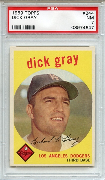 1959 Topps 244 Dick Gray White Back PSA NM 7