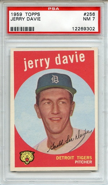 1959 Topps 256 Jerry Davie Gray Back PSA NM 7