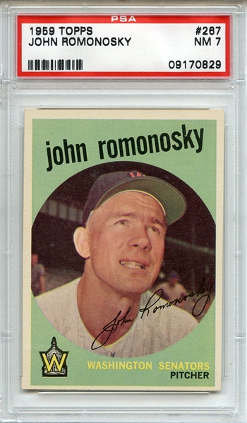 1959 Topps 267 John Romonosky White Back PSA NM 7