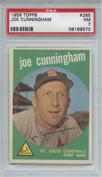 1959 Topps 285 Joe Cunningham White Back PSA NM 7