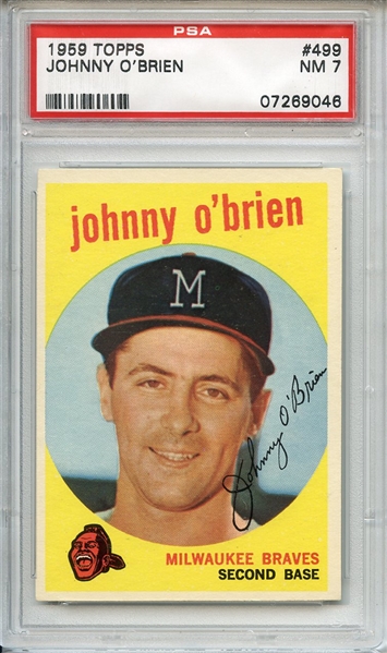 1959 Topps 499 Johnny O'Brien PSA NM 7
