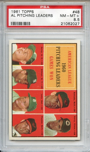 1961 Topps 48 AL Pitching Leaders PSA NM-MT+ 8.5