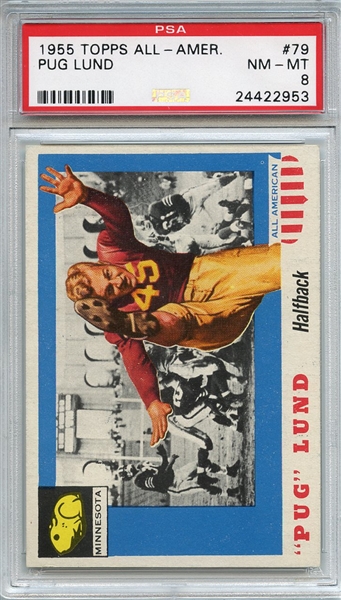 1955 Topps All American 79 Pug Lund PSA NM-MT 8