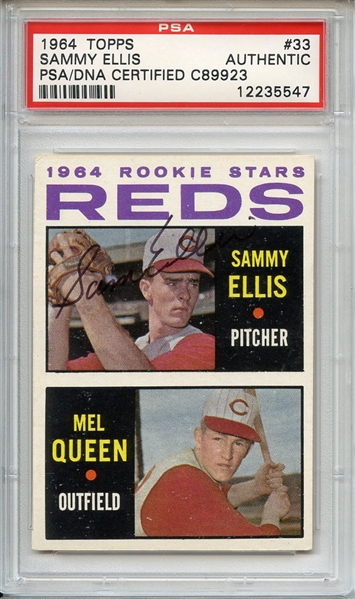 Sammy Ellis Signed 1964 Topps Baseball Card PSA/DNA
