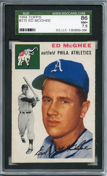 1954 Topps 215 Ed McGhee SGC NM+ 86 / 7.5