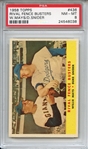 1958 Topps 436 Rival Fence Busters Mays Snider PSA NM-MT 8