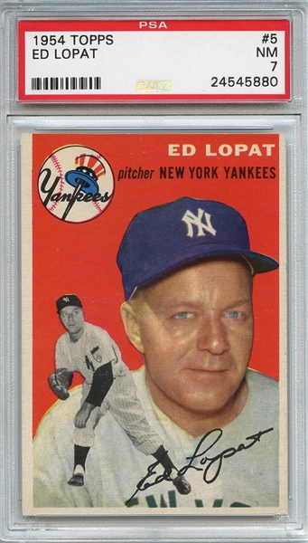 1954 Topps 5 Ed Lopat PSA NM 7
