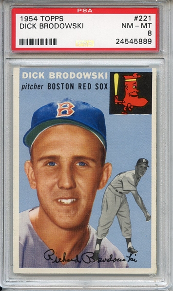 1954 Topps 221 Dick Brodowski PSA NM-MT 8