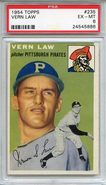 1954 Topps 235 Vern Law PSA EX-MT 6